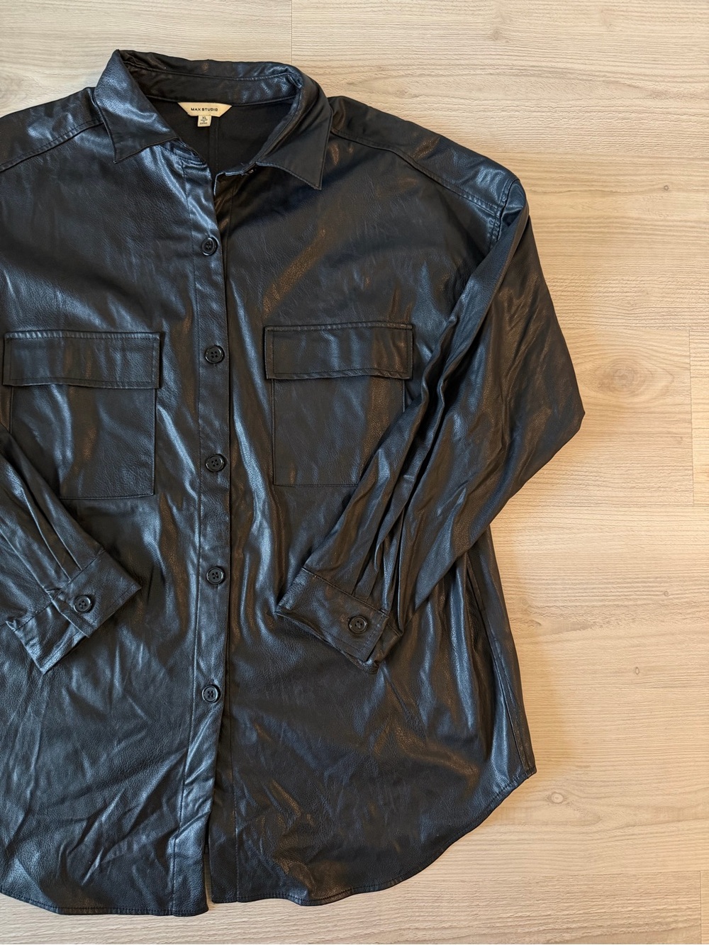 Max Studio Leather Shacket Jacket - Picture 2 of 3